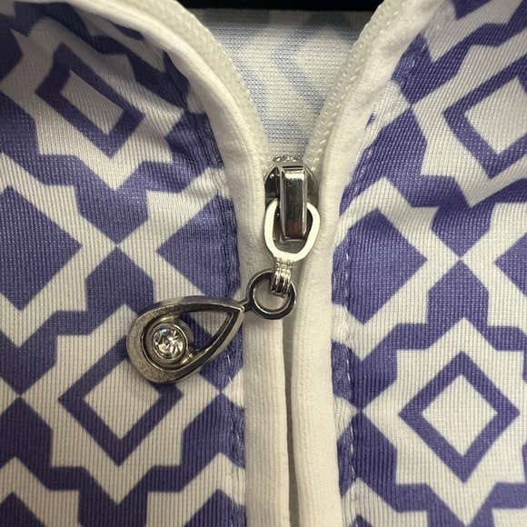 SanSoleil SOLCOOL MOCK SHELLTEE, purple print, long sleeve, Swarovski size XL - Picture 5 of 7